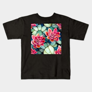 Watercolor succulent pattern Kids T-Shirt